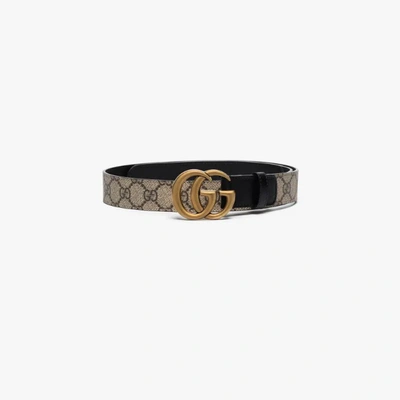 Shop Gucci Black Gg Supreme Marmont Leather Belt