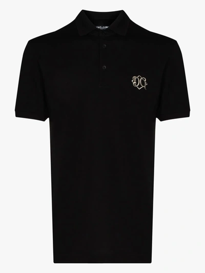 Shop Dolce & Gabbana Black Dg Logo Polo Shirt