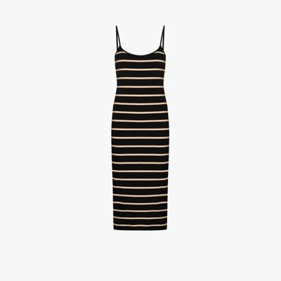 Shop Ninety Percent Ribbed Striped Dress In Black