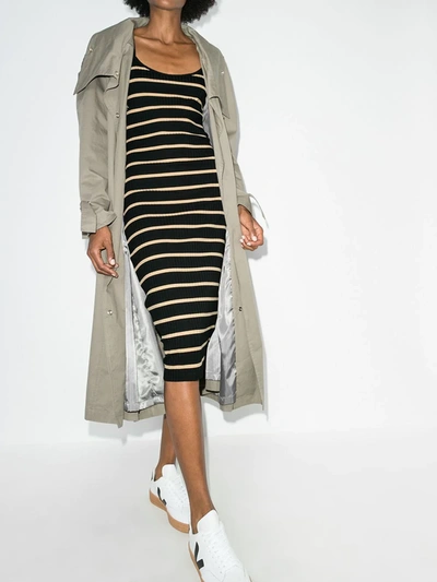 Shop Ninety Percent Ribbed Striped Dress In Black