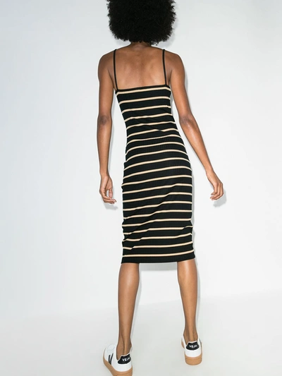 Shop Ninety Percent Ribbed Striped Dress In Black