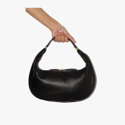 Shop Staud Black Sasha Slouchy Leather Shoulder Bag