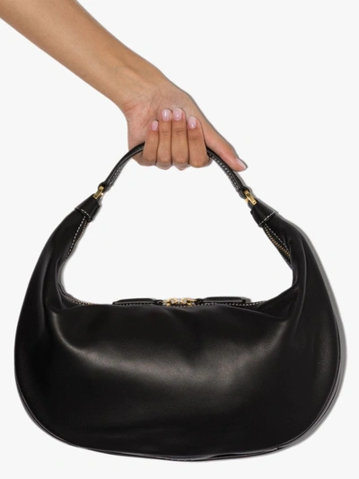 Shop Staud Black Sasha Slouchy Leather Shoulder Bag