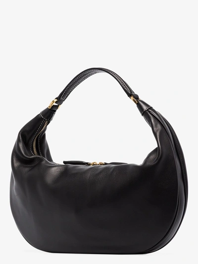 Shop Staud Black Sasha Slouchy Leather Shoulder Bag