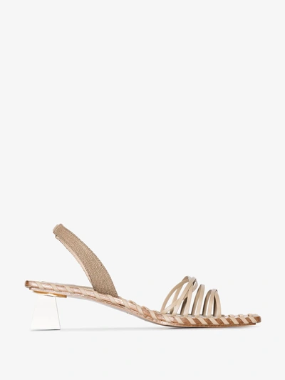 Shop Jacquemus Neutrals Brown Les Sandales Valerie 50 Leather Sandals