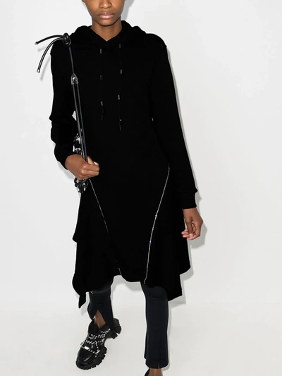 Shop Angel Chen Hooded Asymmetric Hem Dress In Black