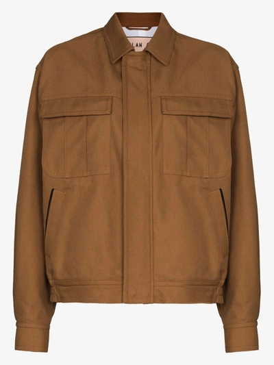 Shop Plan C Panama Cotton Jacket In Brown