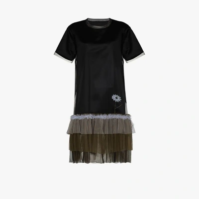 Shop Viktor & Rolf Tulle Trimmed T-shirt Dress In Black