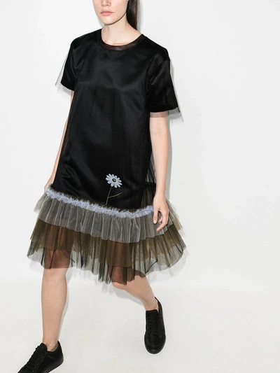 Shop Viktor & Rolf Tulle Trimmed T-shirt Dress In Black