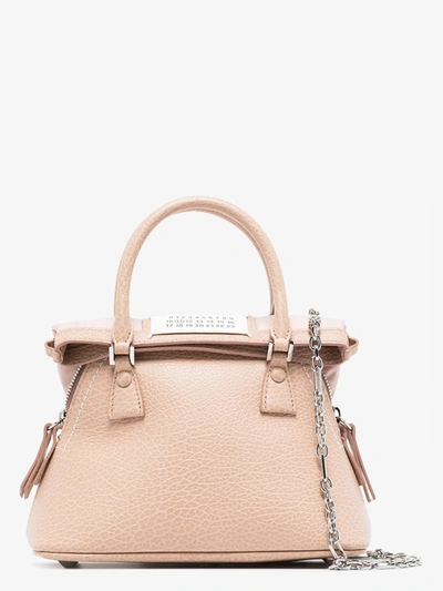 Shop Maison Margiela Neutral 5ac Mini Leather Top Handle Bag In Neutrals