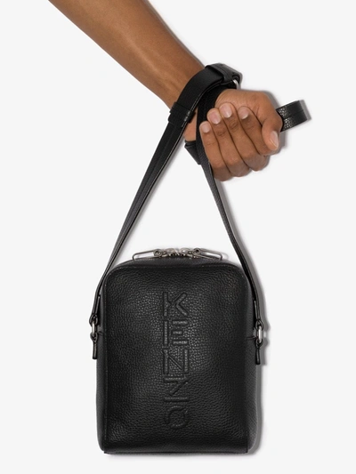 Shop Kenzo Black Leather Cross Body Logo Bag