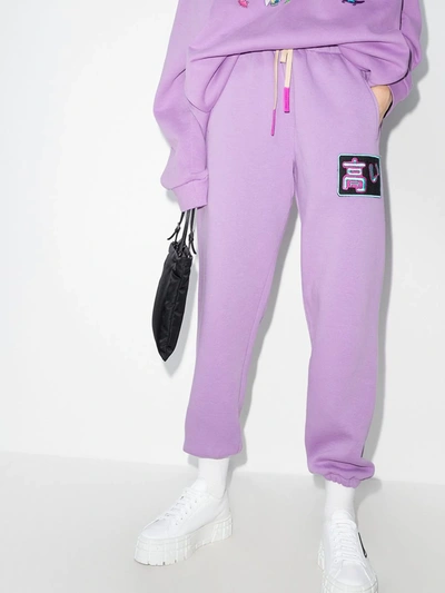Shop Natasha Zinko Embroidered Track Pants In Purple