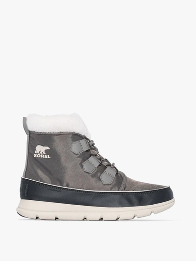 Shop Sorel Grey Explorer Carnival Ankle Boots