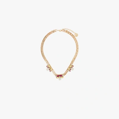 Shop Anton Heunis Gold-plated Crystal Flower Necklace In Multicolour