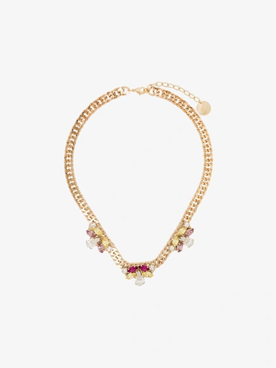 Shop Anton Heunis Gold-plated Crystal Flower Necklace In Multicolour