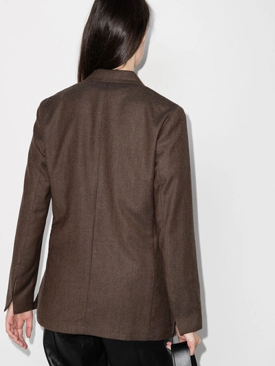 Shop Remain Vivienne Wrap Wool Blazer In Brown