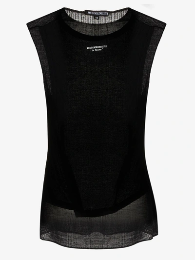 Shop Ann Demeulemeester Sheer Panelled Vest Top In Black