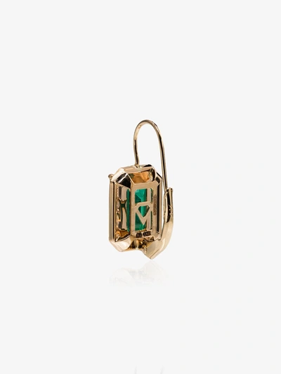 Shop Alison Lou 14k Yellow Gold Emerald Earrings In Green