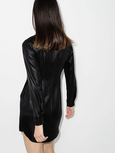 Shop Rta Vivienne Faux Leather Button-down Dress In Black