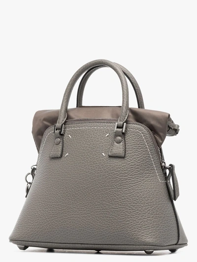 Shop Maison Margiela Grey 5ac Pochette Medium Leather Shoulder Bag
