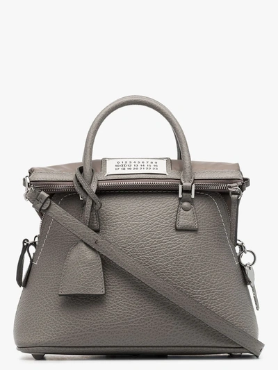 Shop Maison Margiela Grey 5ac Pochette Medium Leather Shoulder Bag