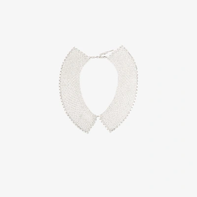 Shop Alessandra Rich Silver Tone Crystal Necklace In Metallic