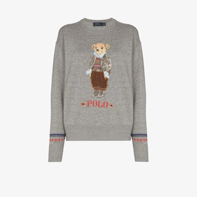 Shop Polo Ralph Lauren Grey Embroidered Teddy Sweatshirt