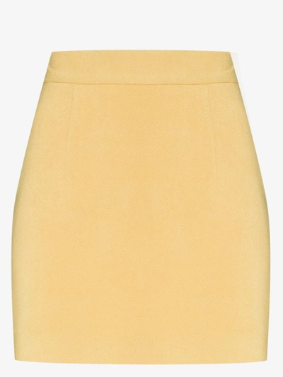 Shop Aleksandre Akhalkatsishvili High Waist Cotton Mini Skirt In Yellow