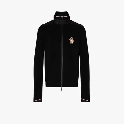 Shop Moncler Black Maglia Technical Fleece Jacket