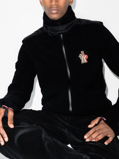 Shop Moncler Black Maglia Technical Fleece Jacket