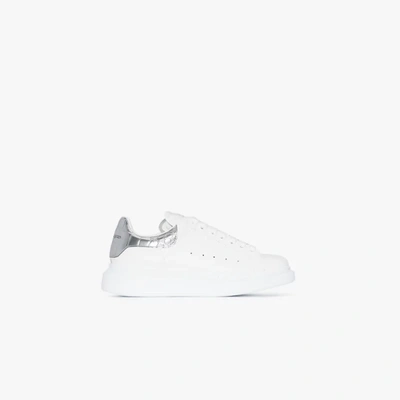 Shop Alexander Mcqueen White And Silver Oversized Sneakers