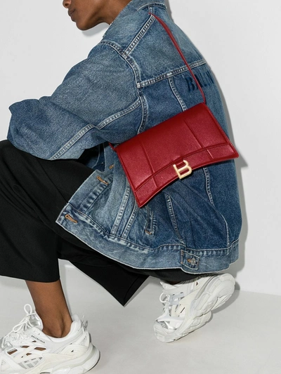 Shop Balenciaga Red Hourglass Sling Leather Shoulder Bag
