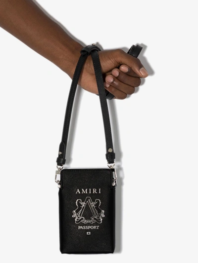 Shop Amiri Black Passport Pouch Bag