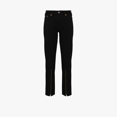 Shop Mm6 Maison Margiela Zipped Hem Skinny Jeans In Black