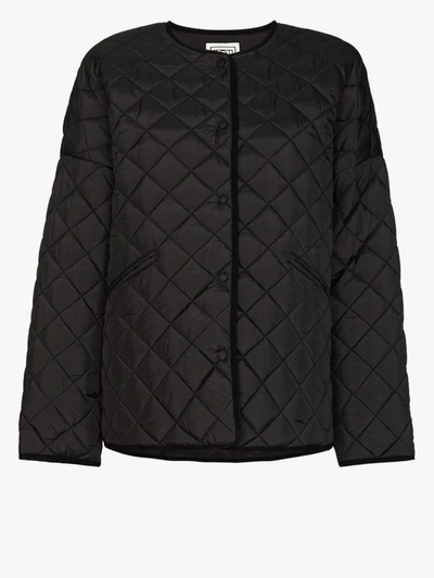 Shop Totême Dublin Collarless Padded Jacket In Black