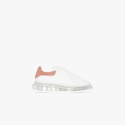 Shop Alexander Mcqueen 9928 White With Topaz White And Pink Oversized Glitter Transparent Sole Sneakers