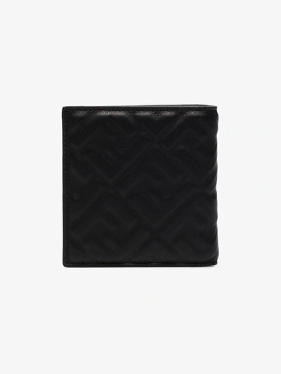 Shop Fendi Black Embossed Logo Bifold Leather Wallet