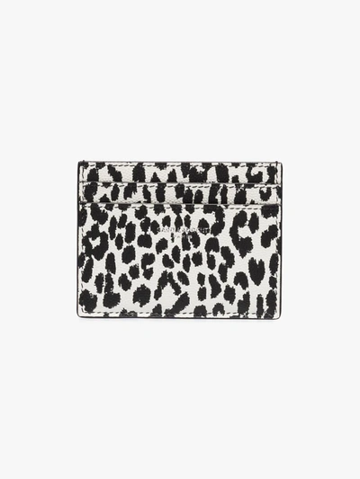 Shop Saint Laurent Black And White Animal Print Leather Card Holder