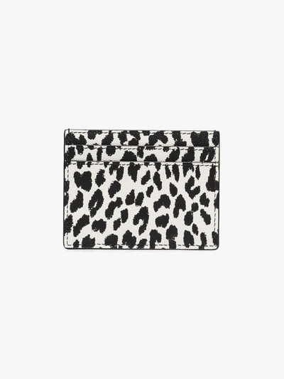 Shop Saint Laurent Black And White Animal Print Leather Card Holder