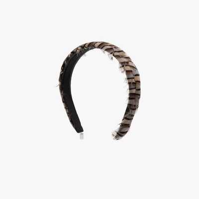 Shop Gigi Burris Millinery Brown Philipa Ash Feather Headband In Grey