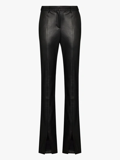 Shop De La Vali Blues Slim Faux Leather Trousers In Black