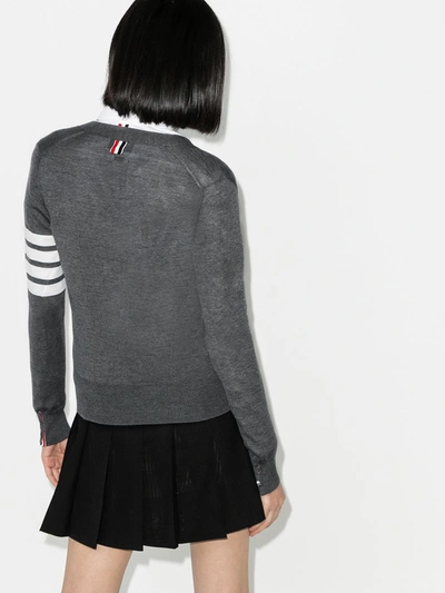 Thom Browne Grey Wool 4-bar Cardigan In Grey