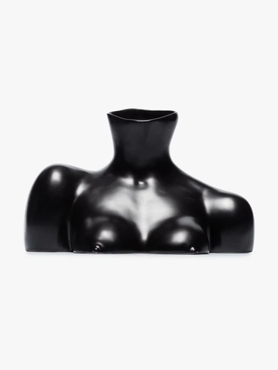 Shop Anissa Kermiche Black Breast Friend Earthenware Vase