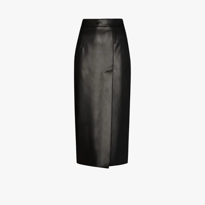 Shop Aleksandre Akhalkatsishvili Black High Waist Faux Leather Pencil Skirt