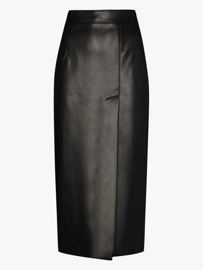 Shop Aleksandre Akhalkatsishvili Black High Waist Faux Leather Pencil Skirt