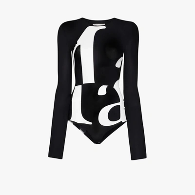 Shop Maison Margiela Marg Logo Print Bodysuit In Black