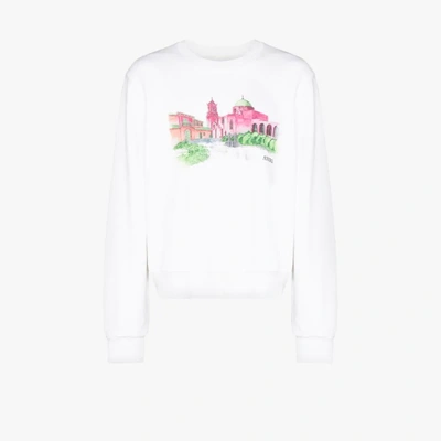 Shop Amiri Hotel Print Sweatshirt In White