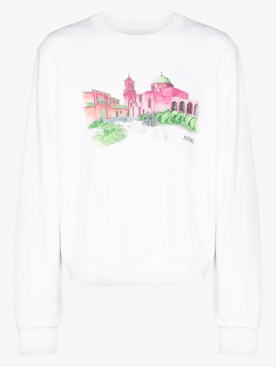 Shop Amiri Hotel Print Sweatshirt In White