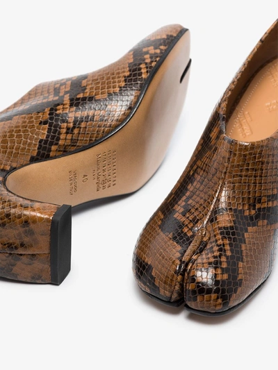 Shop Maison Margiela Brown Tabi 60 Mock Python Pumps