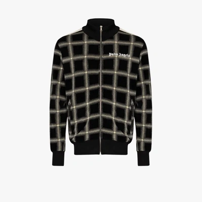Shop Palm Angels Checked Track Jacket In Black